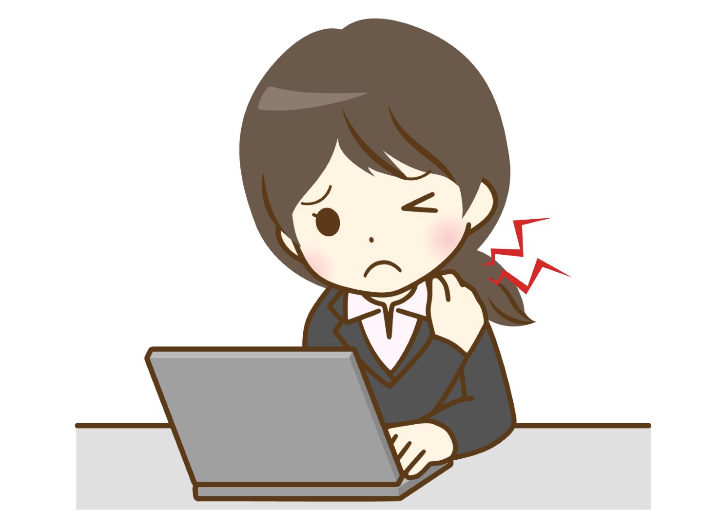 パソコンで首痛に悩む女性