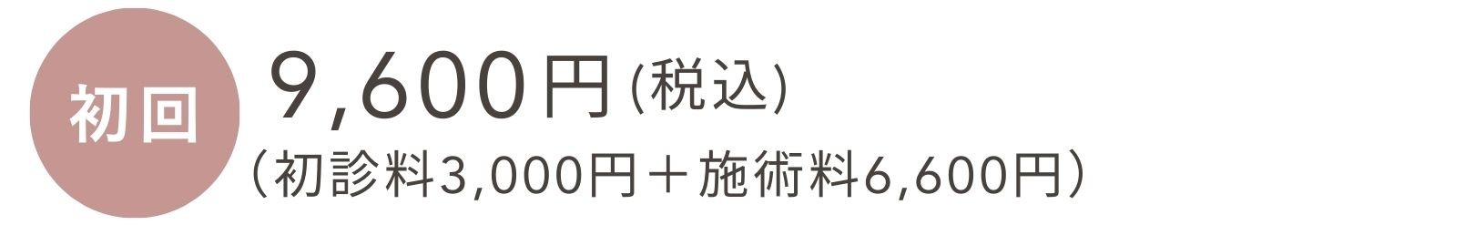 初回料金9,600円(初診料3,000円＋施術料6,600円)